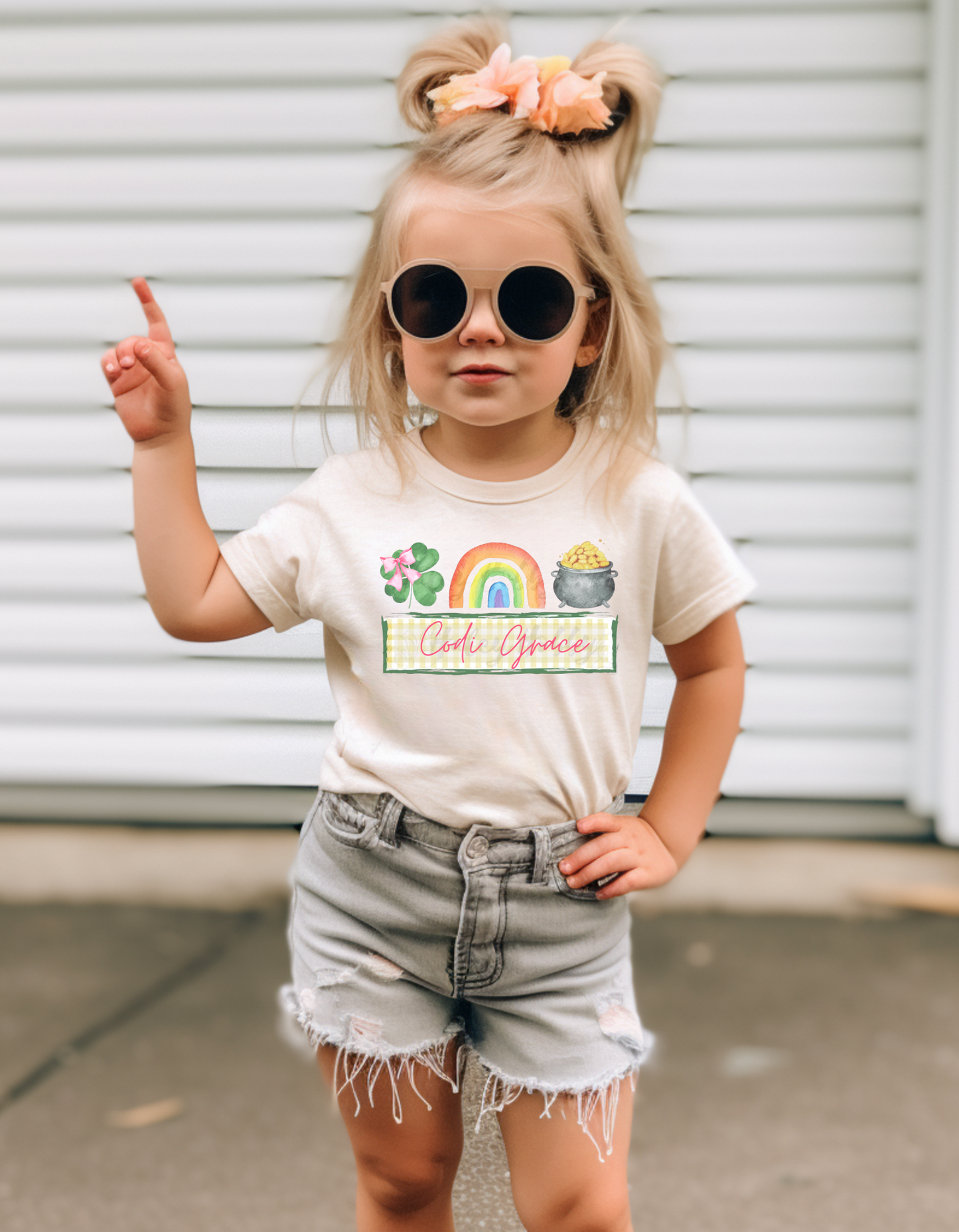 Toddler Girl Personalized Rainbow Tee