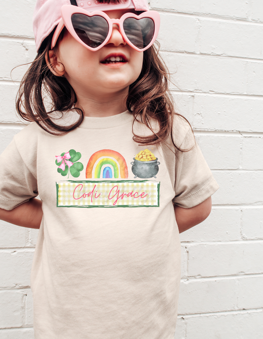 Toddler Girl Personalized Rainbow Tee