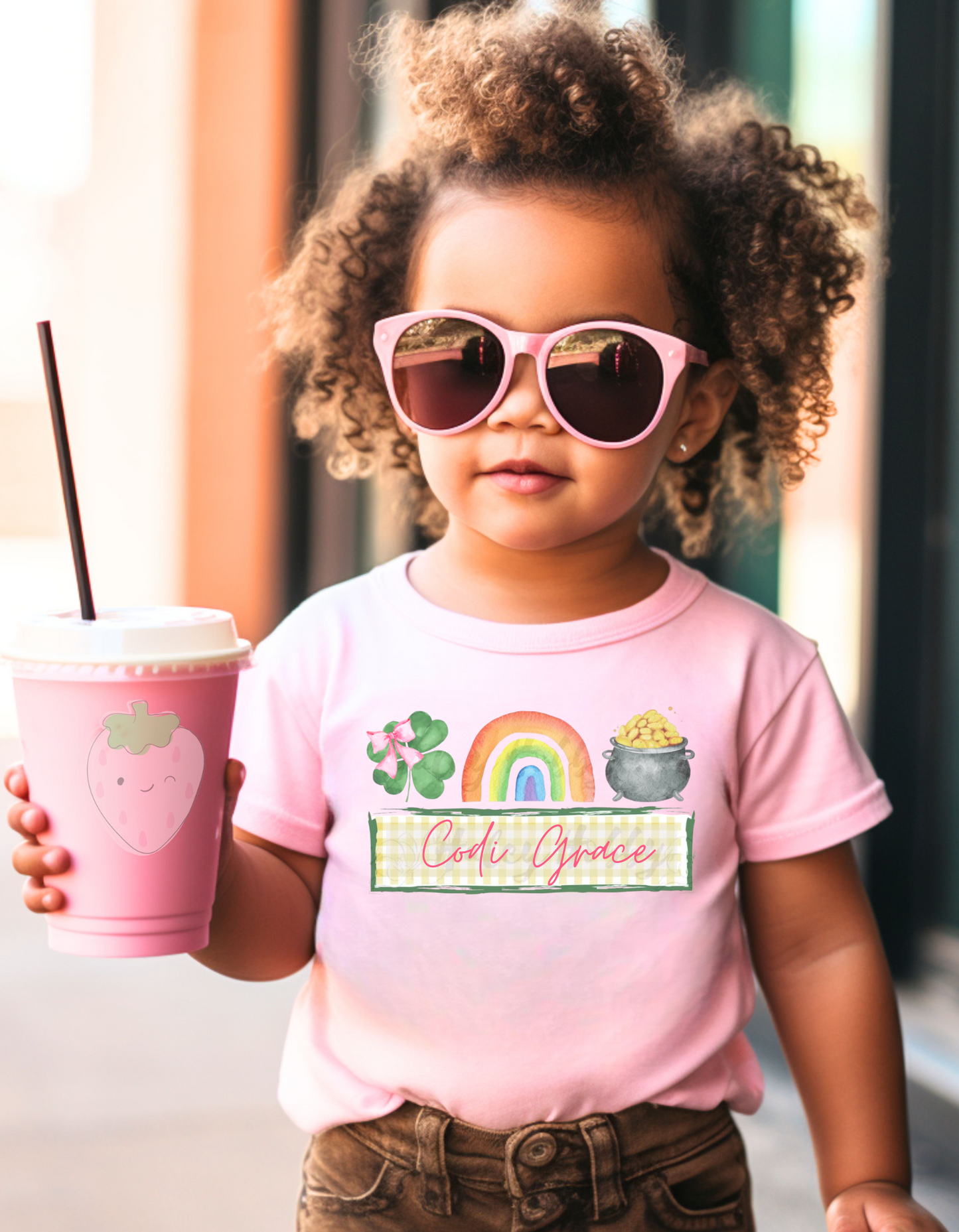 Toddler Girl Personalized Rainbow Tee