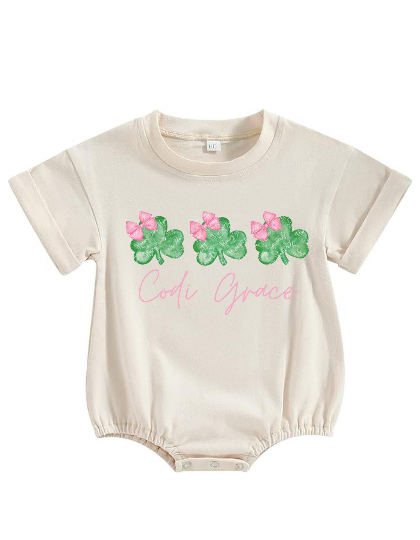 Personalized Girl Clover Short Sleeve Bubble