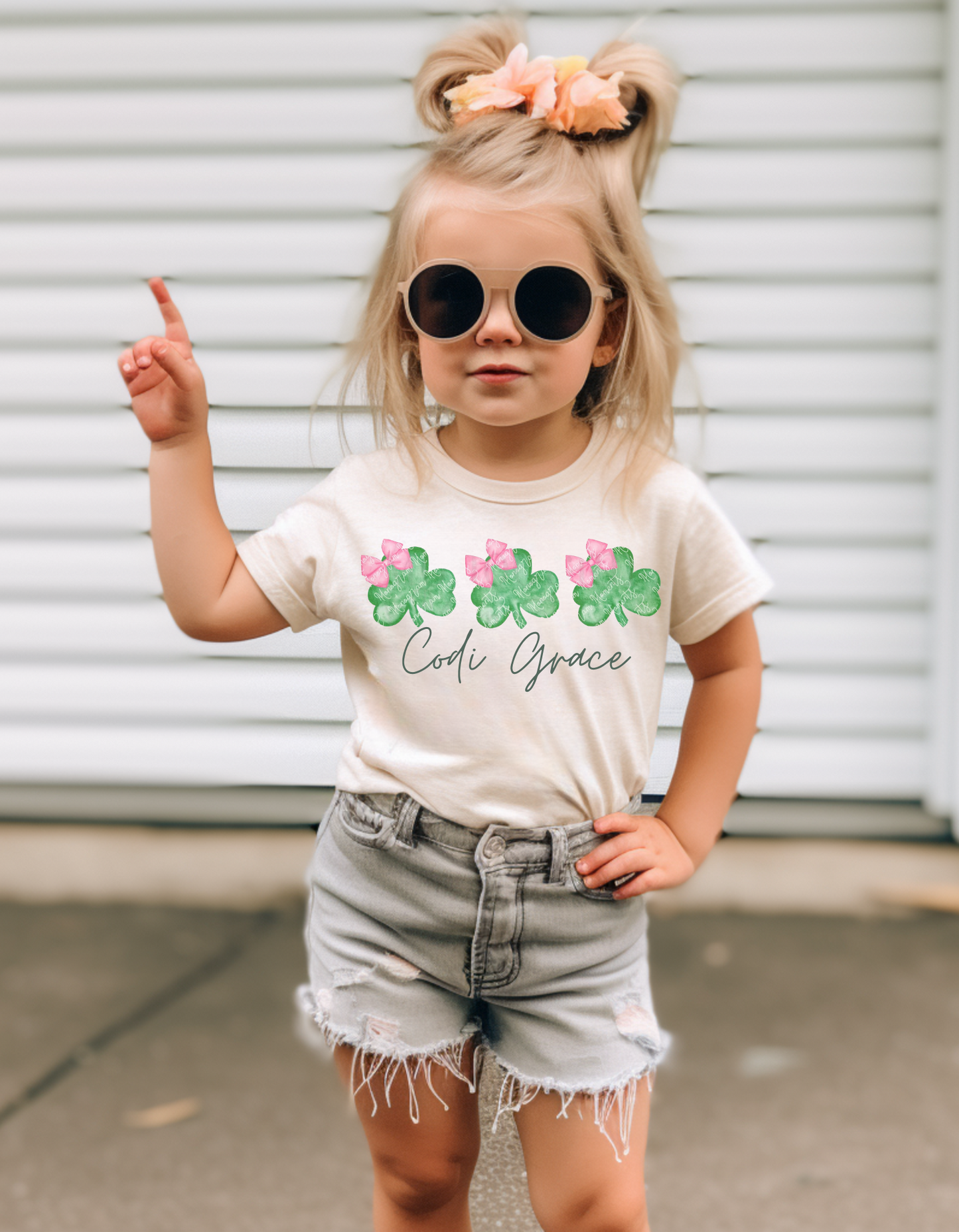 Toddler Girl Clover Personalized Tee