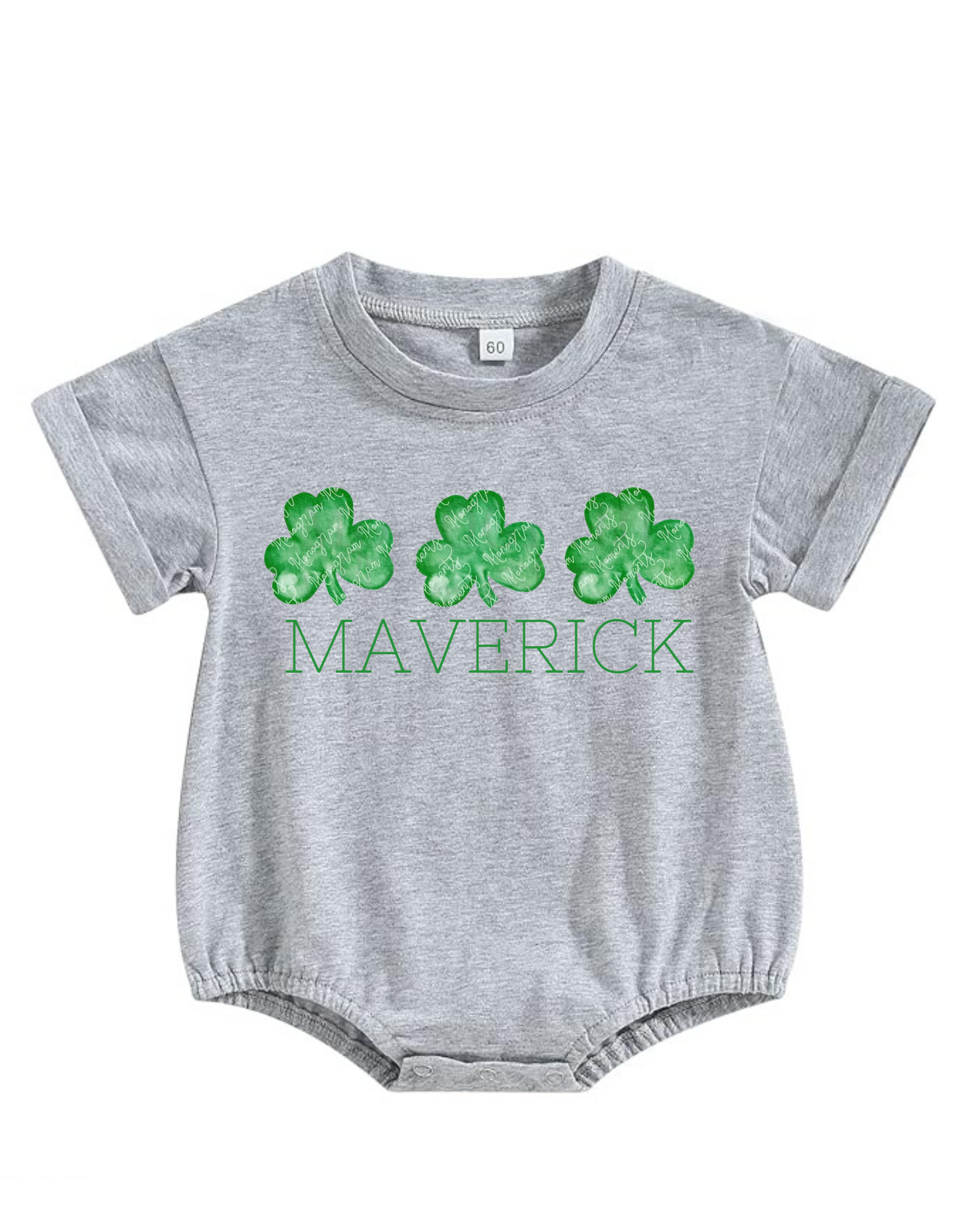 Infant Boy Personalized Clover Oversize Bubble Shirt Sleeve