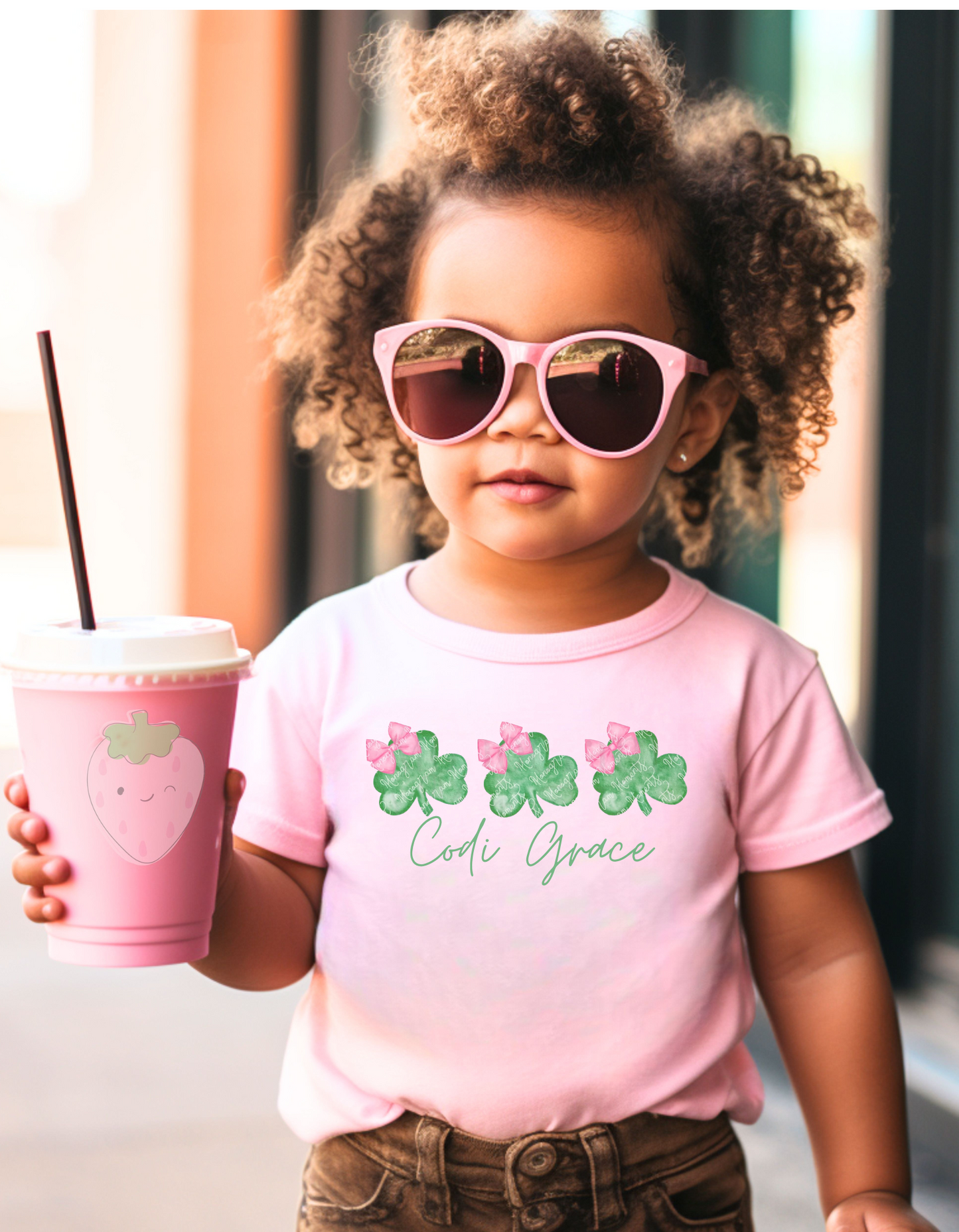 Toddler Girl Clover Personalized Tee