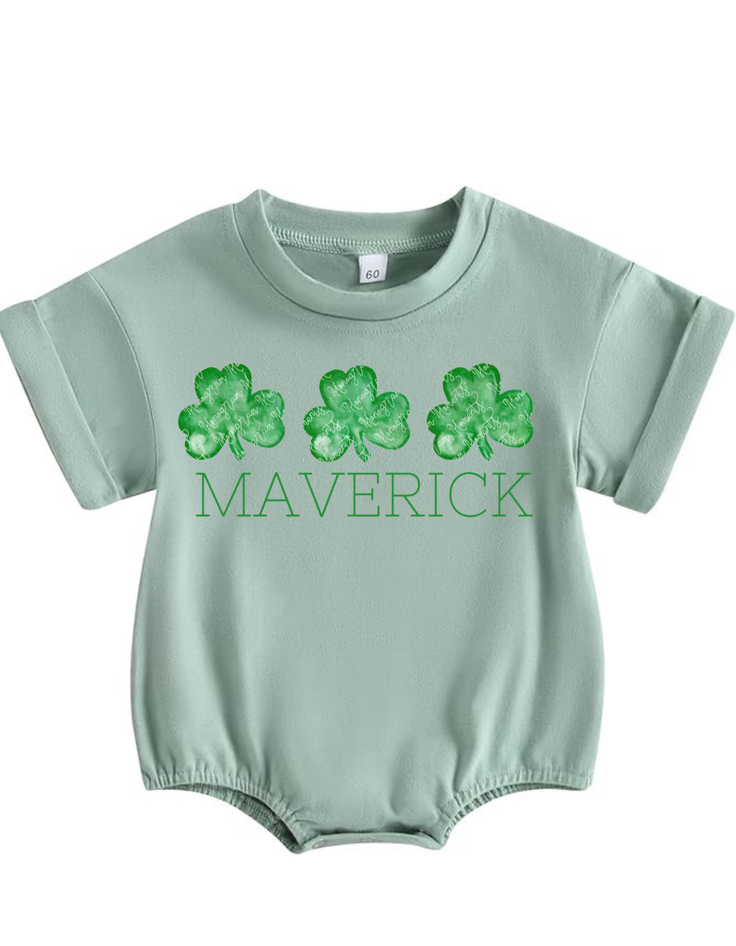 Infant Boy Personalized Clover Oversize Bubble Shirt Sleeve