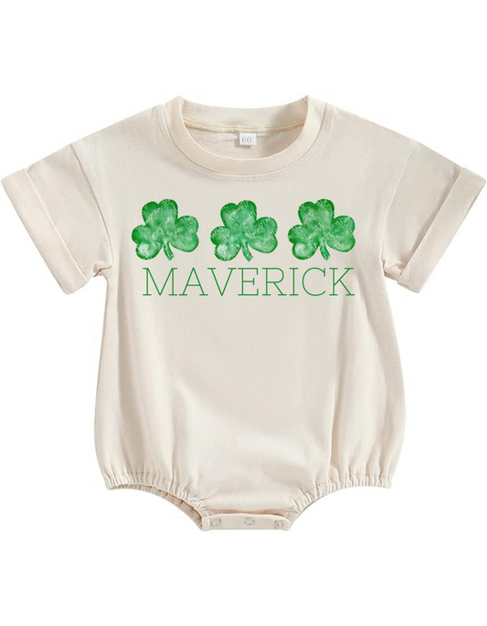 Infant Boy Personalized Clover Oversize Bubble Shirt Sleeve